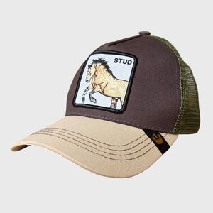 Goorin Bros. Stud Mesh Trucker Hat Cap One Size Unisex Brown Green CreamSnapback